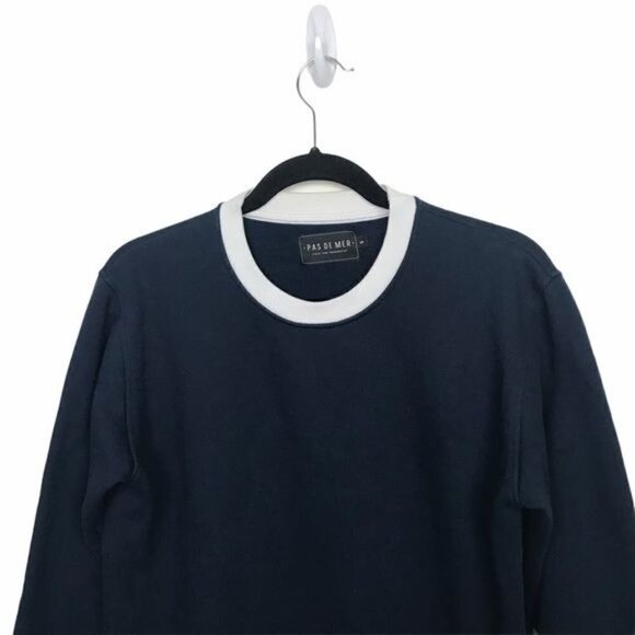 Pas De Mer Blue Sweatshirt Sweater with Logo Hem Small - Picture 3 of 6